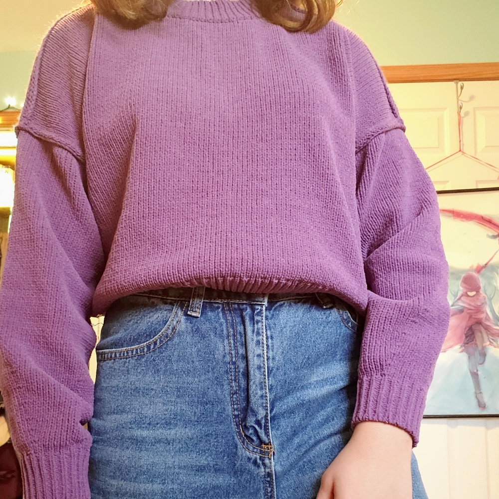Hollister small purple cropped sweater